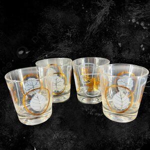 Vintage Federal Glass Co Tumbler Glasses Glen Echo Pattern Mid Century Set 4